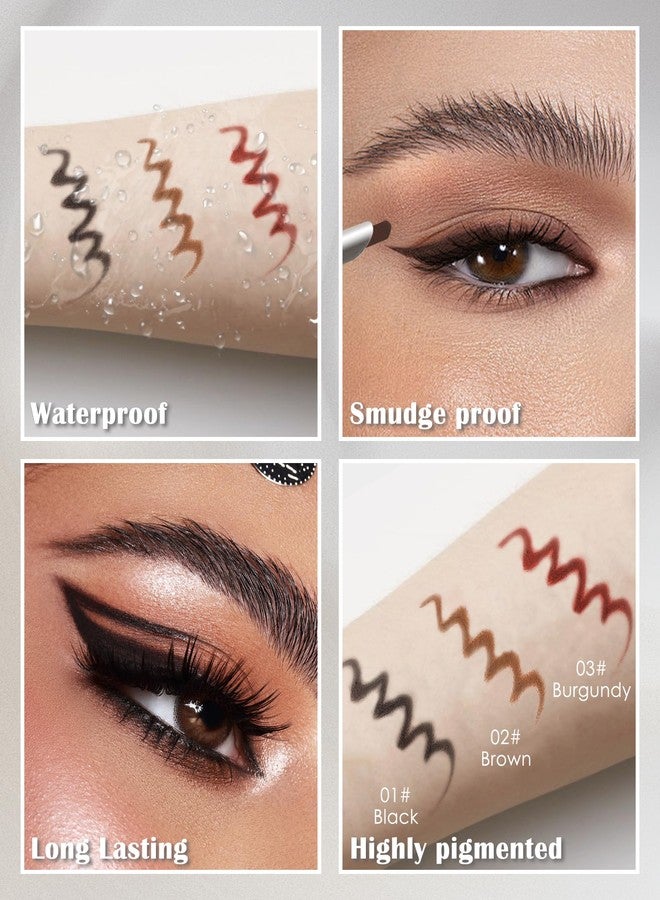 Lestpola 2 Pcs Burgundy Eyeliner Pencil Set, Waterproof Waterline Matte Gel Eyeliner, Long-Lasting Sweatproof Smudge Proof Gel Eye Liner Pencils for Women, Smooth Cream Texture Slim Angled Tip Makeup Pen-03 - Image 4